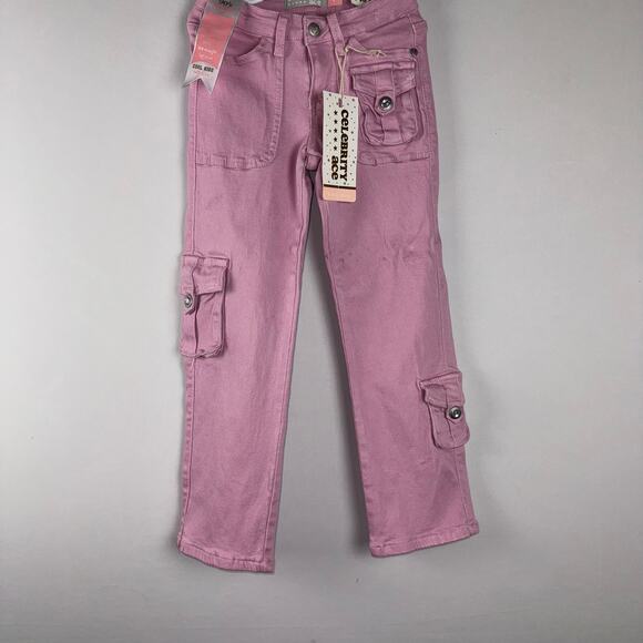 Celebrity Ace Girl Pink Jeans Pants Mid Rise Straight Leg Size 7 Cute Girly - Picture 1 of 9
